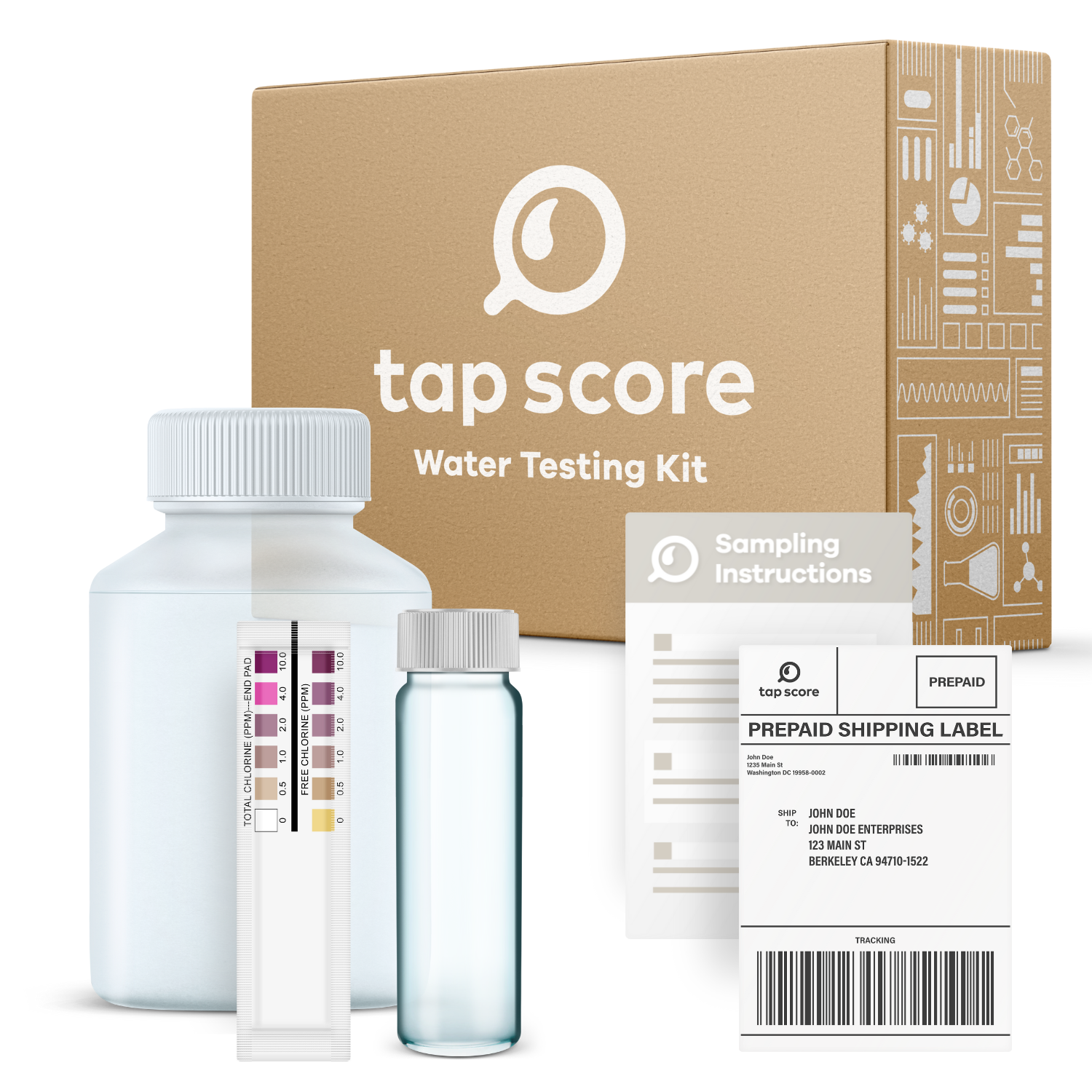 Advanced mail to lab water testing kit by Tap Score