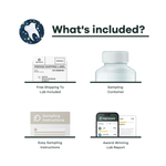 List of included items for fluoride in water sampling process with icons and text on a white background.